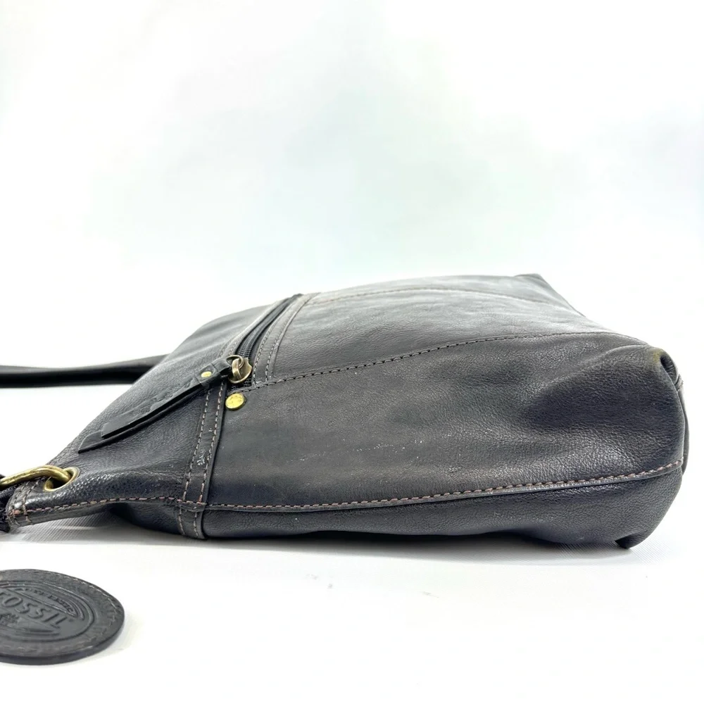 Fossil Shoulder Bag Sasha Black Pebbled Leather Crossbody Bag